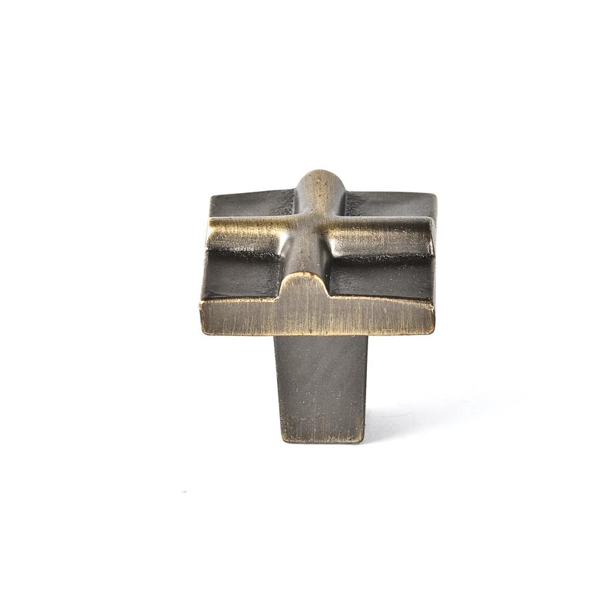 DuVerre DVRIO02-AB Rio Small Cross Knob 1 Inch - Antique Brass